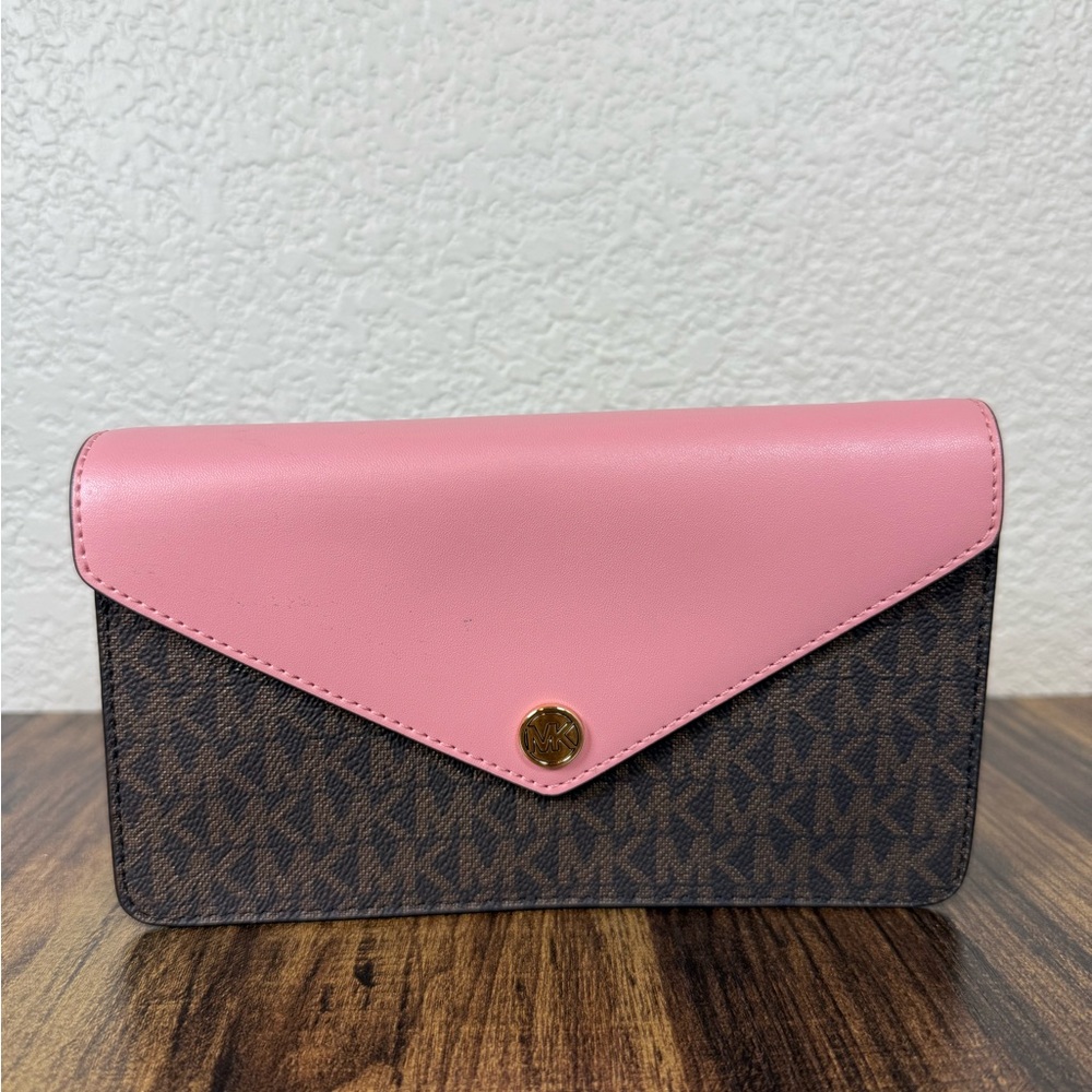Michael Kors Pink and Brown Clutch
